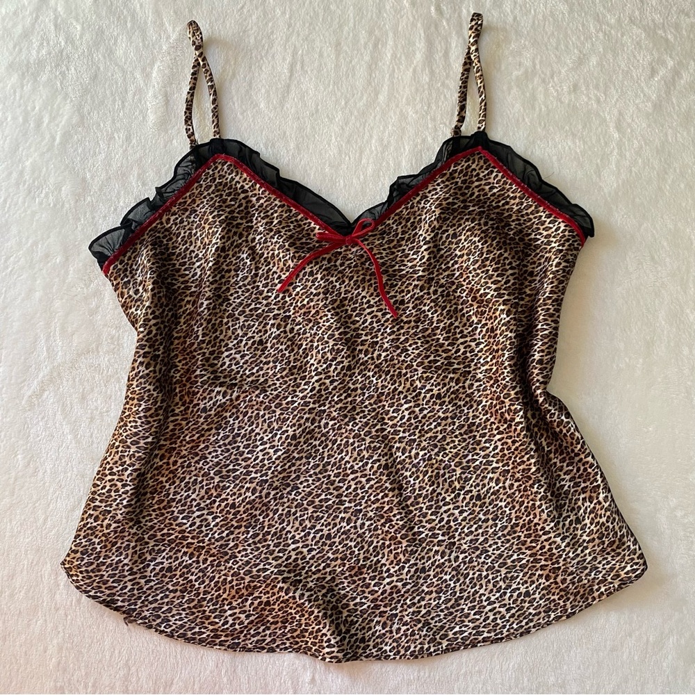 Vintage Y2K Secret Treasures Leopard Print Camisole Top Size Large